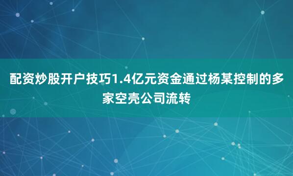 配资炒股开户技巧1.4亿元资金通过杨某控制的多家空壳公司流转